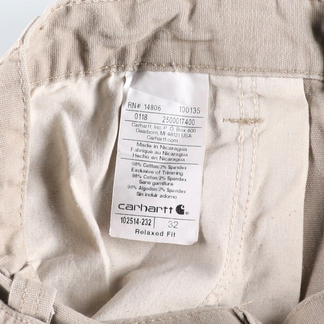 Carhartt Relaxed Fit Duck Work Shorts, Short Pants, Men's, W33 cotton Beige type Vintage Second Hand