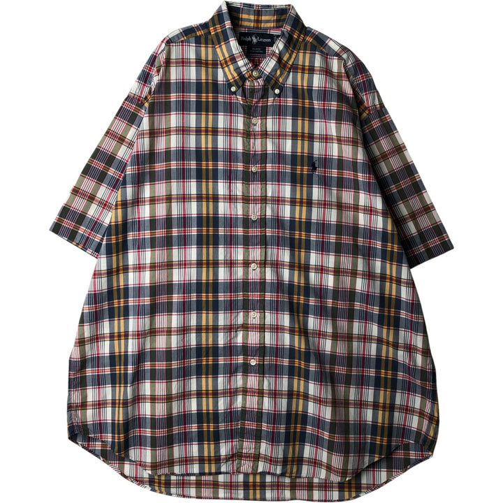 Ralph Lauren BLAKE short sleeve button down check shirt men's XL size cotton multicolor Vintage Second Hand