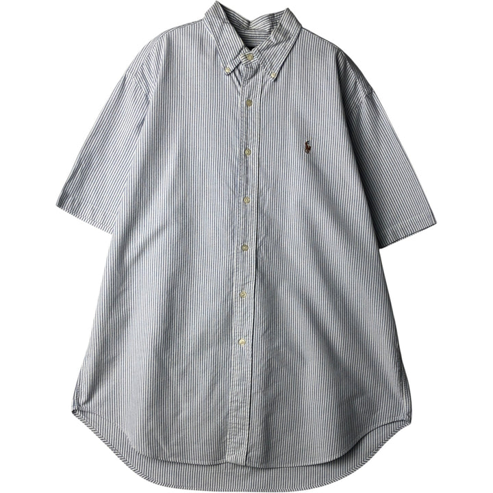 Ralph Lauren Classic Fit Short Sleeve Button Down Striped Shirt Men's Size L cotton white type Vintage Second Hand