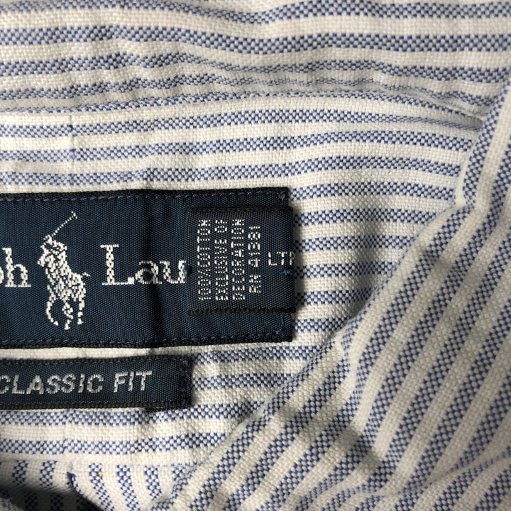 Ralph Lauren Classic Fit Short Sleeve Button Down Striped Shirt Men's Size L cotton white type Vintage Second Hand