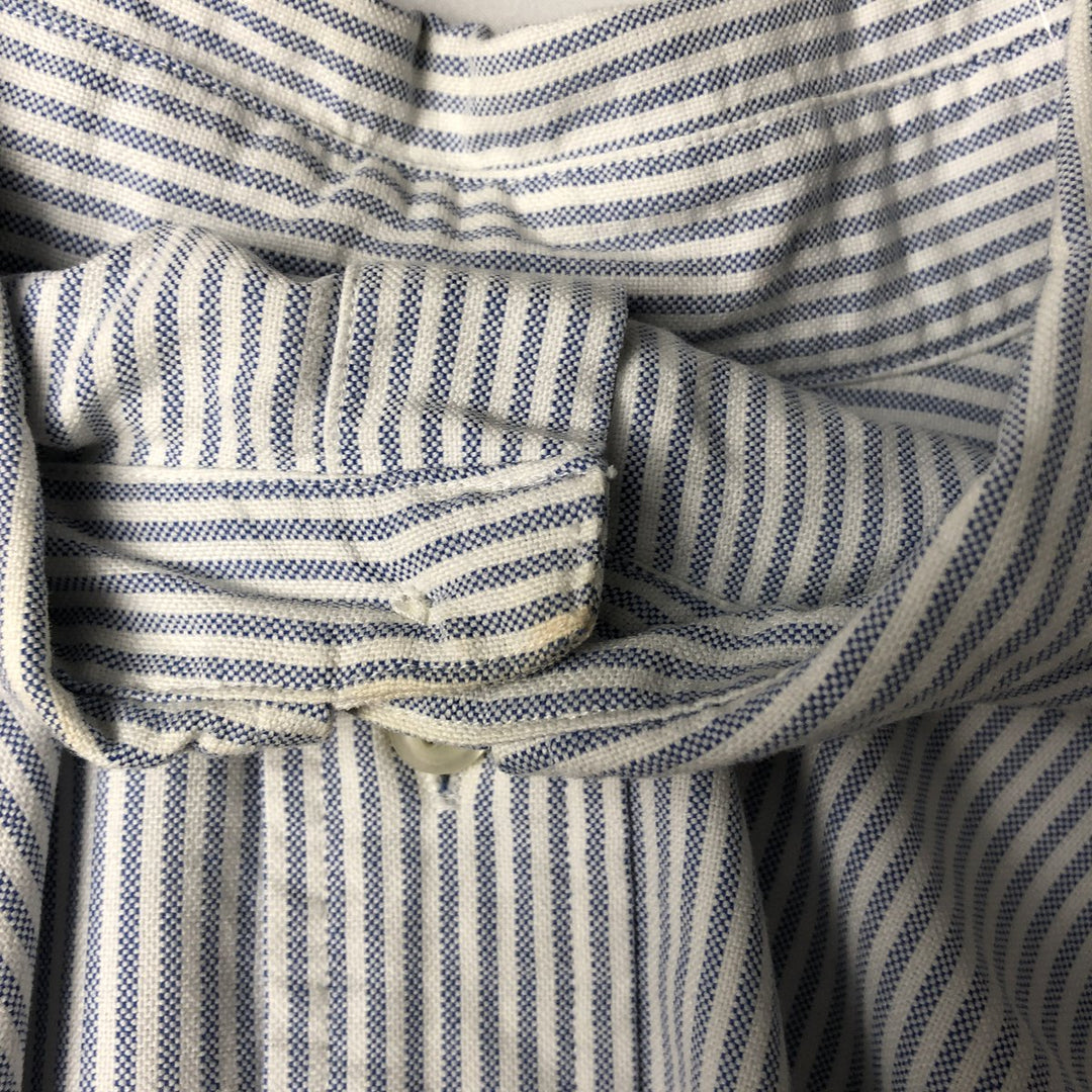 Ralph Lauren Classic Fit Short Sleeve Button Down Striped Shirt Men's Size L cotton white type Vintage Second Hand
