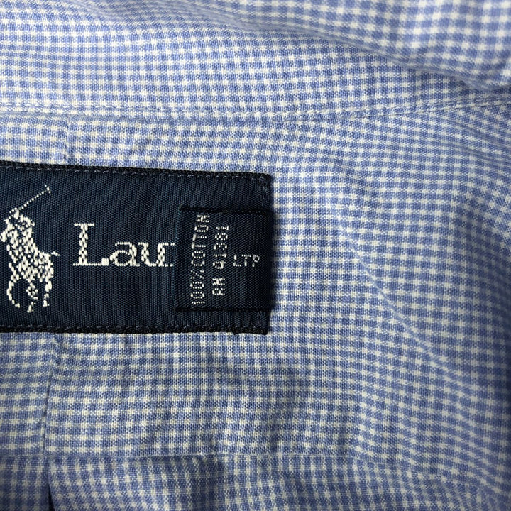 Ralph Lauren Gingham Check Short Sleeve Button Down Check Shirt Men's M Size cotton Blue type light blue Vintage Second Hand