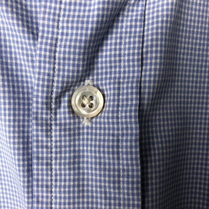 Ralph Lauren Gingham Check Short Sleeve Button Down Check Shirt Men's M Size cotton Blue type light blue Vintage Second Hand