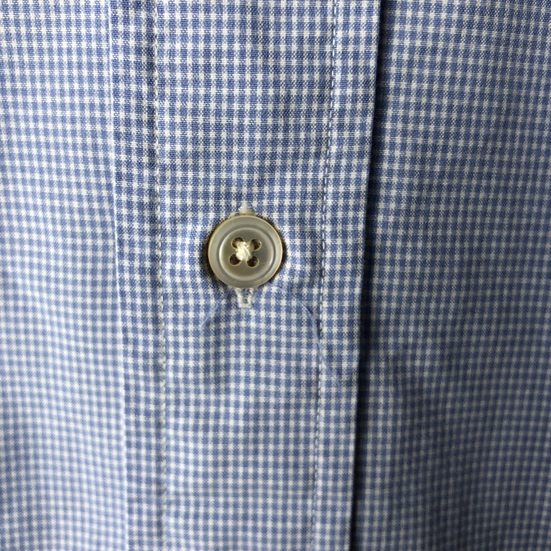 Ralph Lauren Gingham Check Short Sleeve Button Down Check Shirt Men's M Size cotton Blue type light blue Vintage Second Hand
