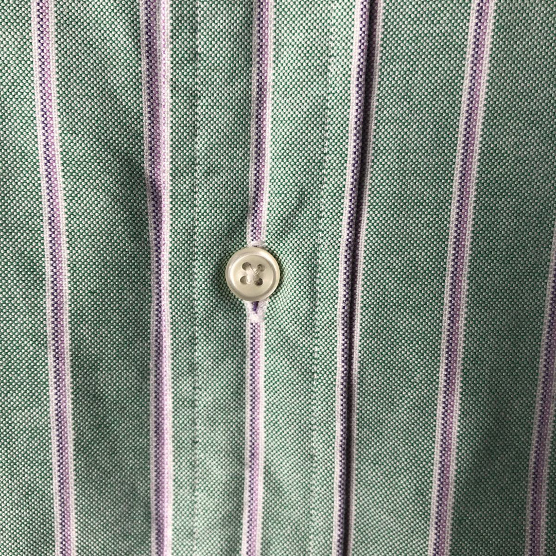 Ralph Lauren Classic Fit Multi-Stripe Short-Sleeve Button-Down Striped Shirt, Men's Size XL (approx.) cotton green type Vintage Second Hand