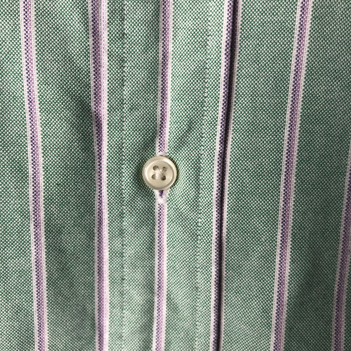 Ralph Lauren Classic Fit Multi-Stripe Short-Sleeve Button-Down Striped Shirt, Men's Size XL (approx.) cotton green type Vintage Second Hand