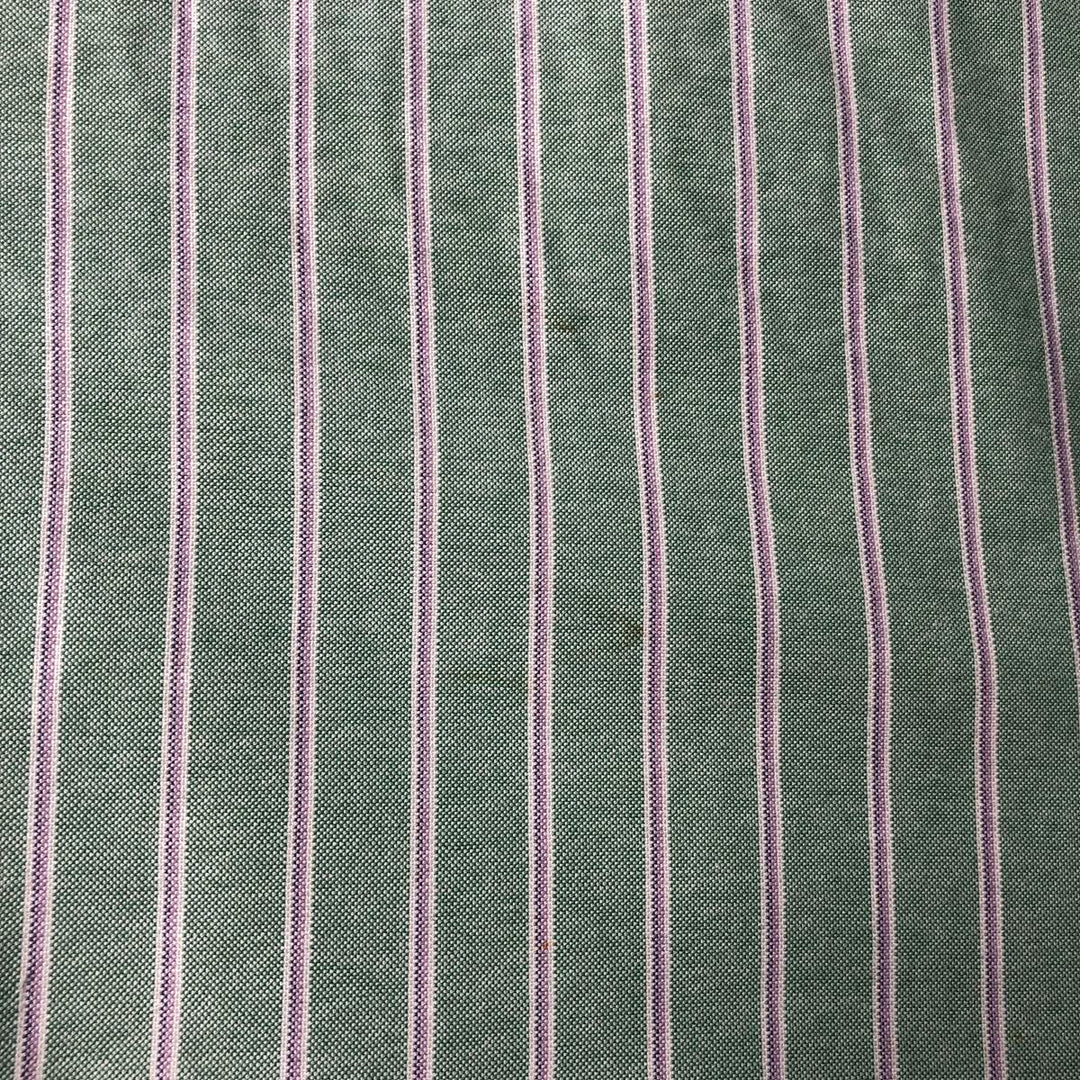Ralph Lauren Classic Fit Multi-Stripe Short-Sleeve Button-Down Striped Shirt, Men's Size XL (approx.) cotton green type Vintage Second Hand