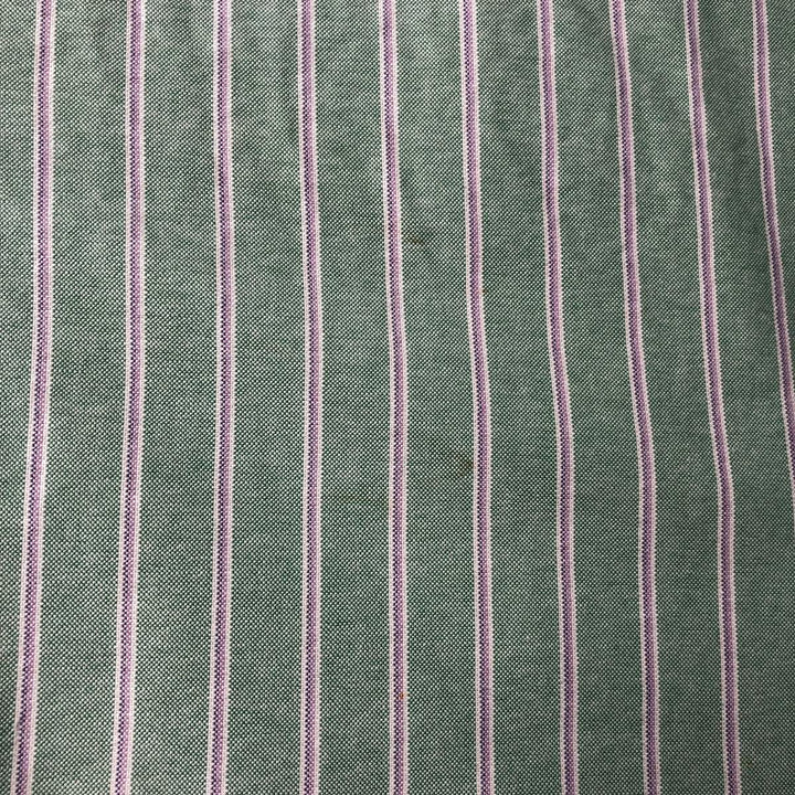 Ralph Lauren Classic Fit Multi-Stripe Short-Sleeve Button-Down Striped Shirt, Men's Size XL (approx.) cotton green type Vintage Second Hand