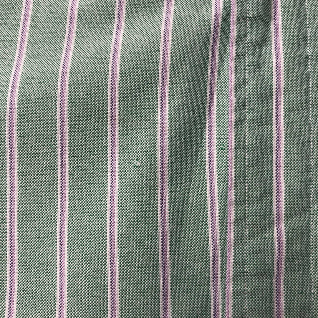 Ralph Lauren Classic Fit Multi-Stripe Short-Sleeve Button-Down Striped Shirt, Men's Size XL (approx.) cotton green type Vintage Second Hand