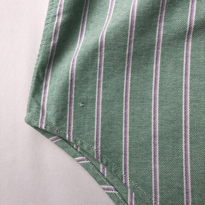 Ralph Lauren Classic Fit Multi-Stripe Short-Sleeve Button-Down Striped Shirt, Men's Size XL (approx.) cotton green type Vintage Second Hand