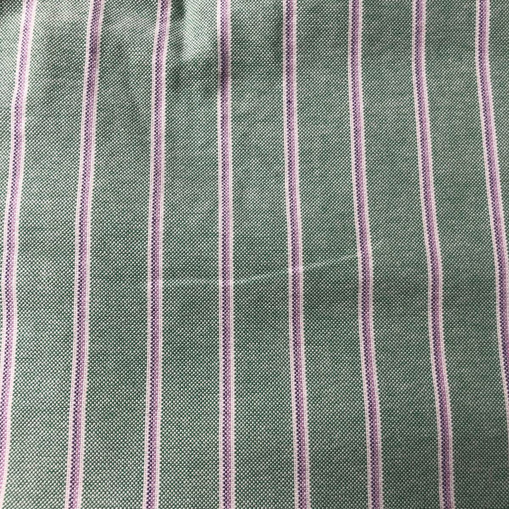 Ralph Lauren Classic Fit Multi-Stripe Short-Sleeve Button-Down Striped Shirt, Men's Size XL (approx.) cotton green type Vintage Second Hand