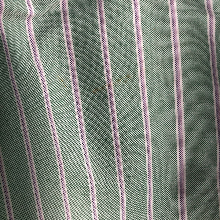 Ralph Lauren Classic Fit Multi-Stripe Short-Sleeve Button-Down Striped Shirt, Men's Size XL (approx.) cotton green type Vintage Second Hand