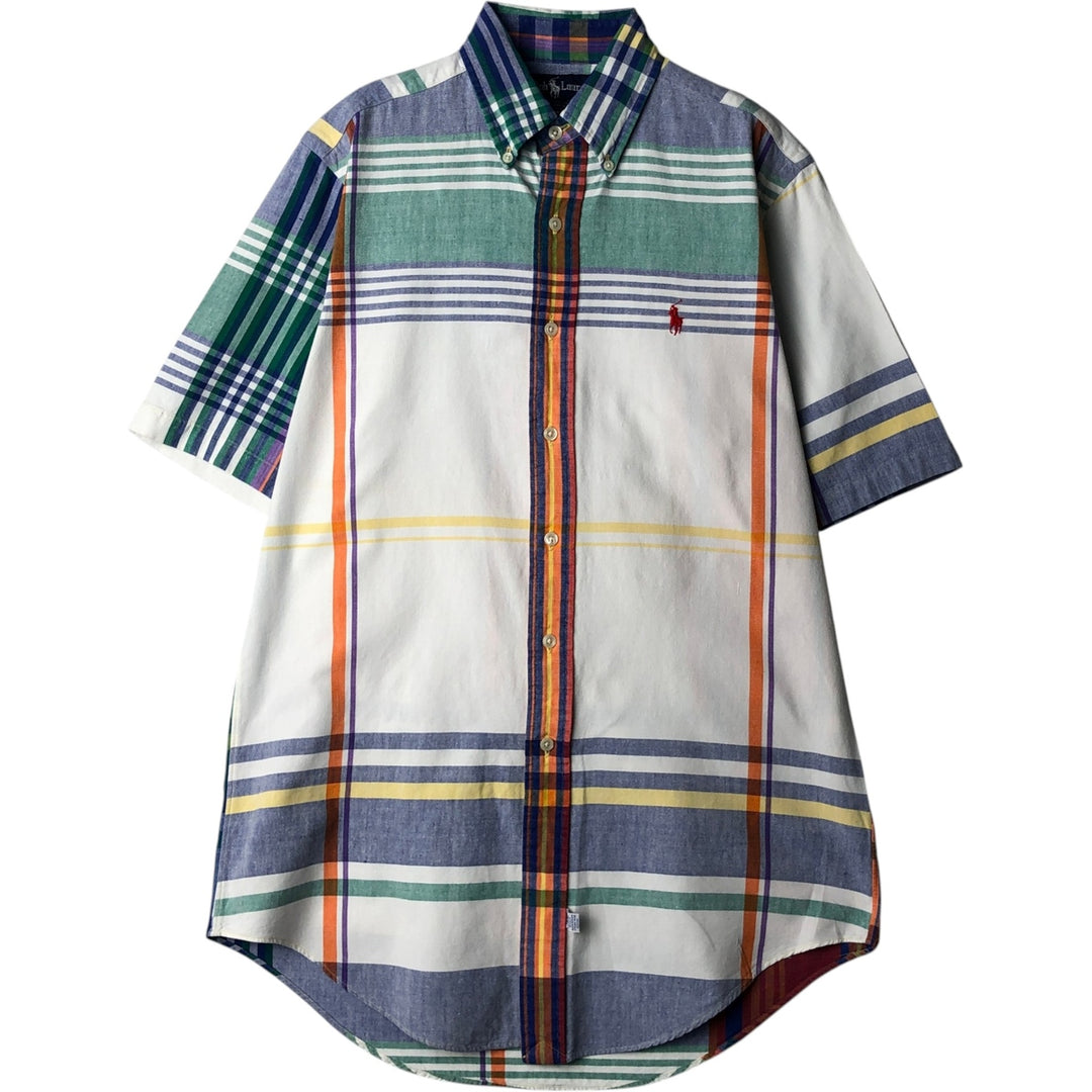 Ralph Lauren short sleeve button down check shirt, men's size S cotton white type Vintage Second Hand