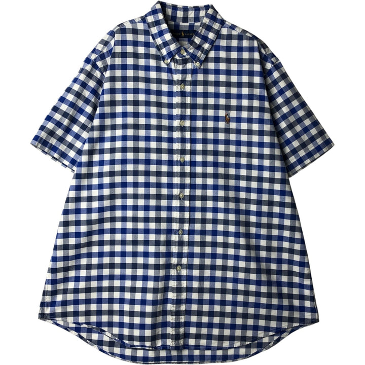 Ralph Lauren short sleeve button down check shirt, men's XL size cotton blue type Vintage Second Hand