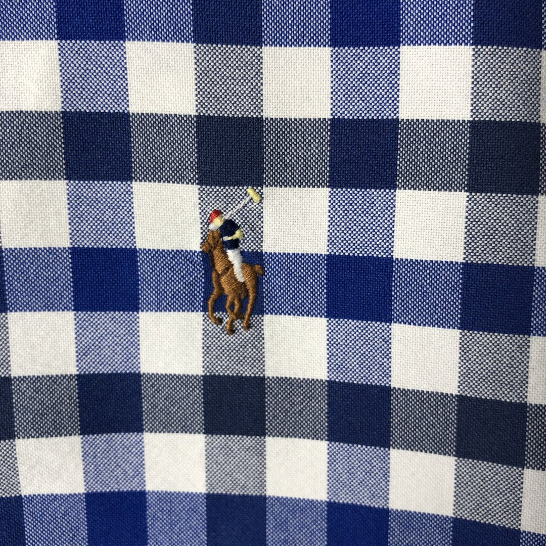 Ralph Lauren short sleeve button down check shirt, men's XL size cotton blue type Vintage Second Hand