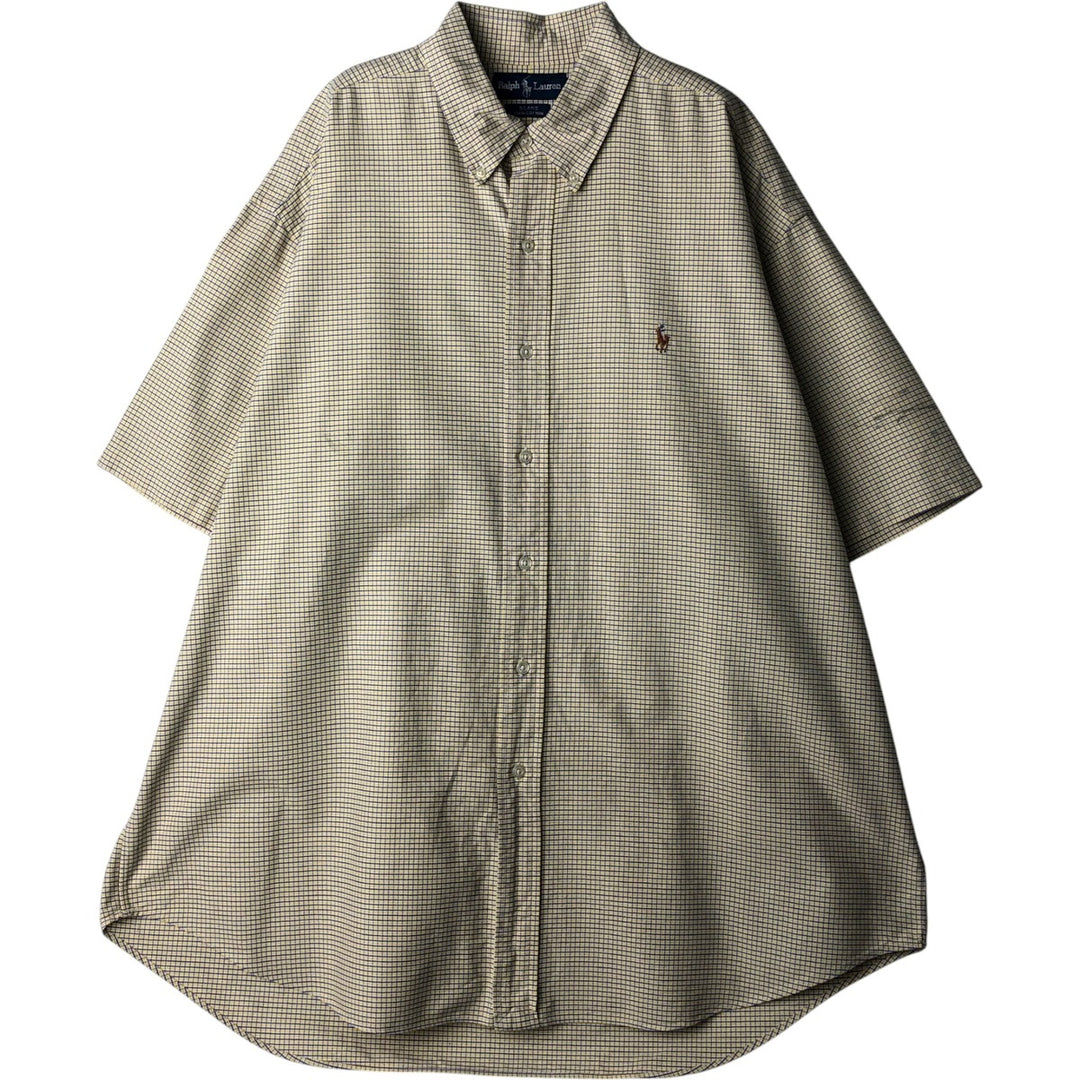 Ralph Lauren BLAKE short sleeve button down check shirt men's XL size cotton yellow type Vintage Second Hand