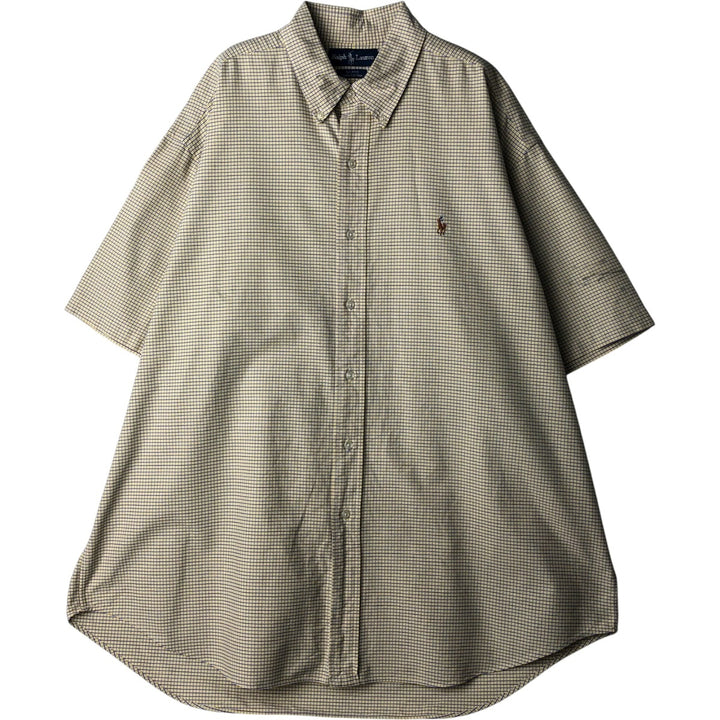 Ralph Lauren BLAKE short sleeve button down check shirt men's XL size cotton yellow type Vintage Second Hand