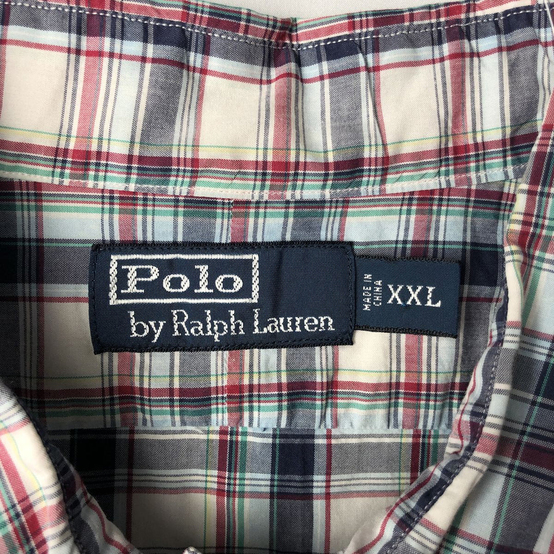 Ralph Lauren POLO by Ralph Lauren short sleeve cotton check shirt, men's XXL size cotton white type Vintage Second Hand