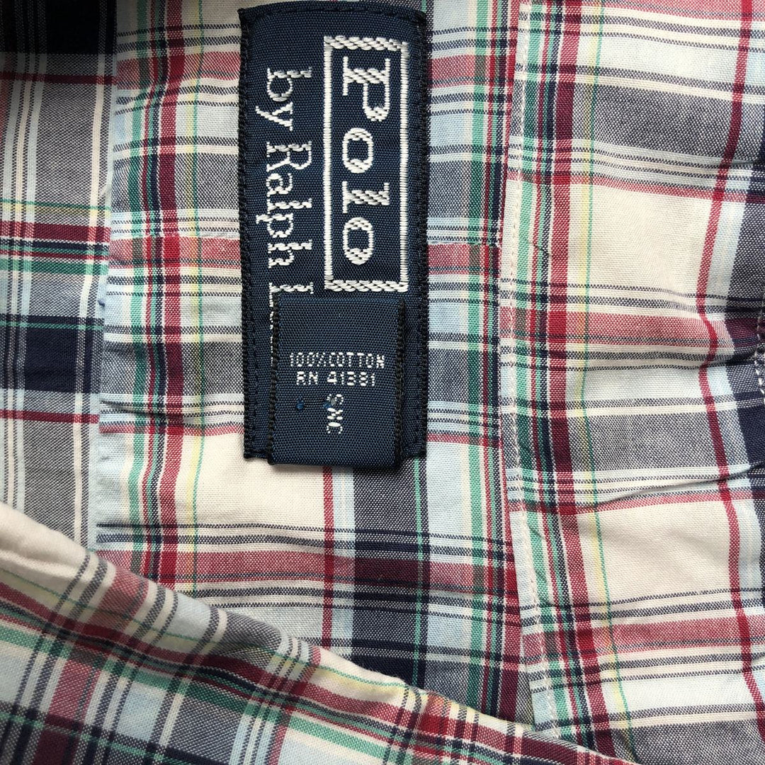 Ralph Lauren POLO by Ralph Lauren short sleeve cotton check shirt, men's XXL size cotton white type Vintage Second Hand