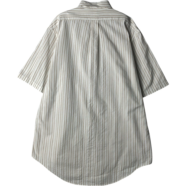 Ralph Lauren Multi-Stripe Short Sleeve Button-Down Striped Shirt, Men's Size L cotton white type Vintage Second Hand