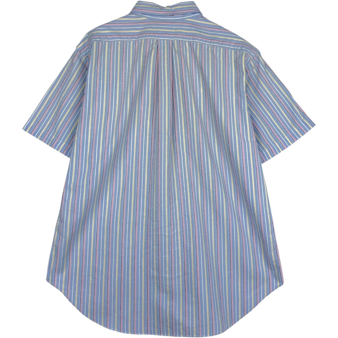 Ralph Lauren CLASSIC FIT Multi-Stripe Short-Sleeve Button-Down Striped Shirt, Men's Size L (approx.) cotton navy blue type Vintage Second Hand