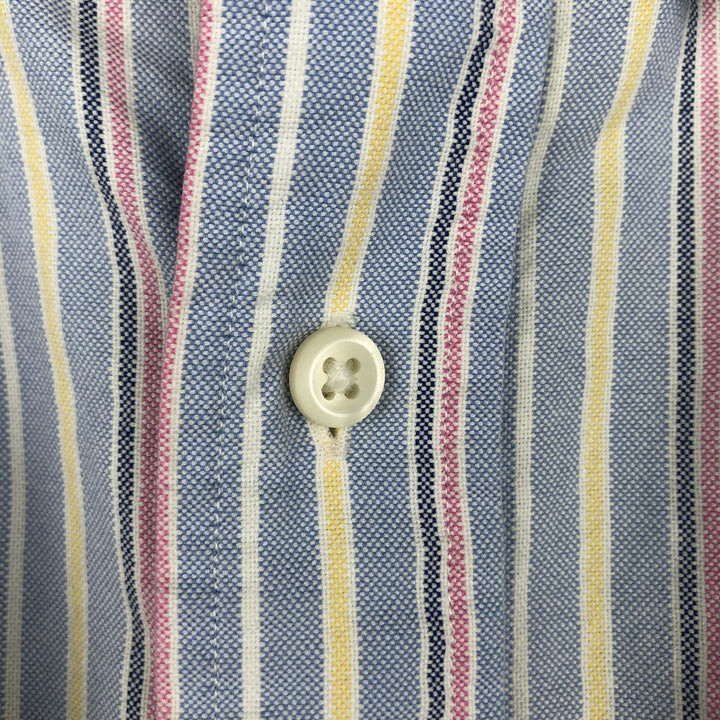Ralph Lauren CLASSIC FIT Multi-Stripe Short-Sleeve Button-Down Striped Shirt, Men's Size L (approx.) cotton navy blue type Vintage Second Hand