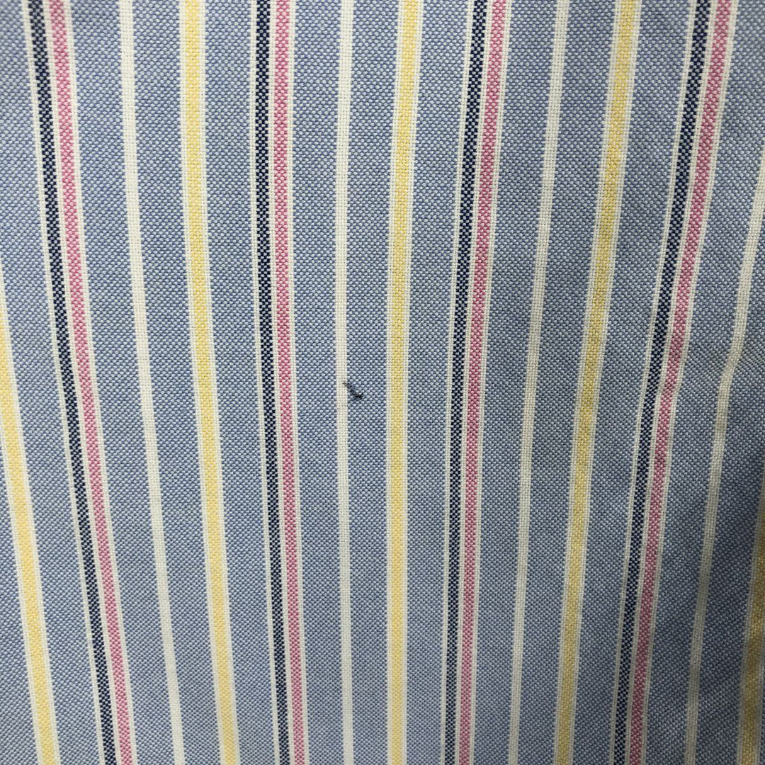 Ralph Lauren CLASSIC FIT Multi-Stripe Short-Sleeve Button-Down Striped Shirt, Men's Size L (approx.) cotton navy blue type Vintage Second Hand