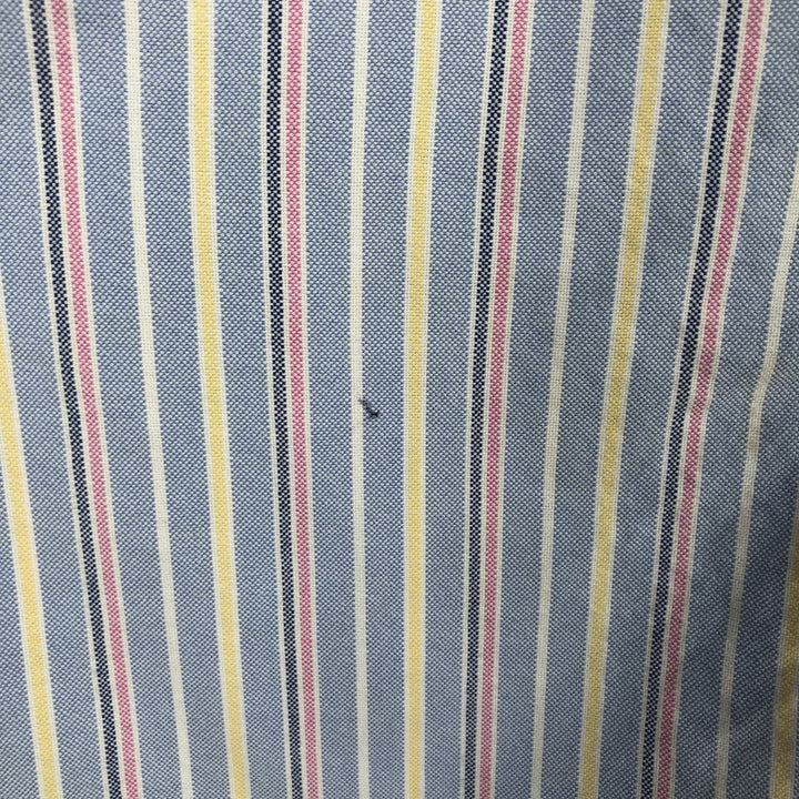Ralph Lauren CLASSIC FIT Multi-Stripe Short-Sleeve Button-Down Striped Shirt, Men's Size L (approx.) cotton navy blue type Vintage Second Hand