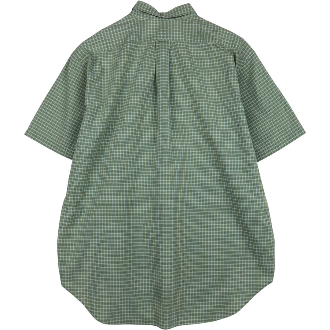 Ralph Lauren BARTLETT short sleeve button down check shirt, men's XL size cotton Khaki type sage green Vintage Second Hand