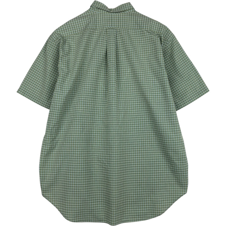 Ralph Lauren BARTLETT short sleeve button down check shirt, men's XL size cotton Khaki type sage green Vintage Second Hand