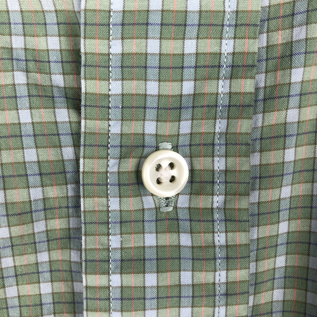 Ralph Lauren BARTLETT short sleeve button down check shirt, men's XL size cotton Khaki type sage green Vintage Second Hand
