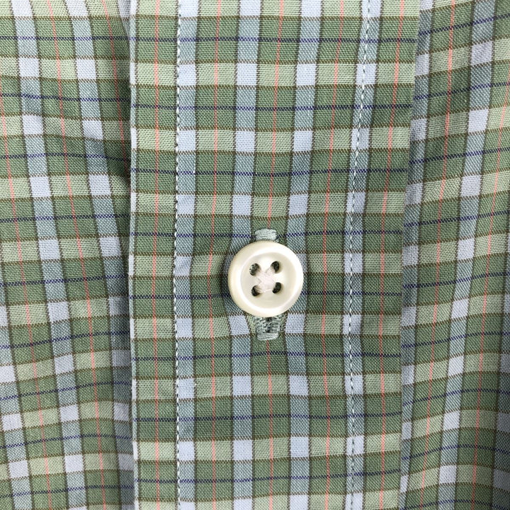 Ralph Lauren BARTLETT short sleeve button down check shirt, men's XL size cotton Khaki type sage green Vintage Second Hand