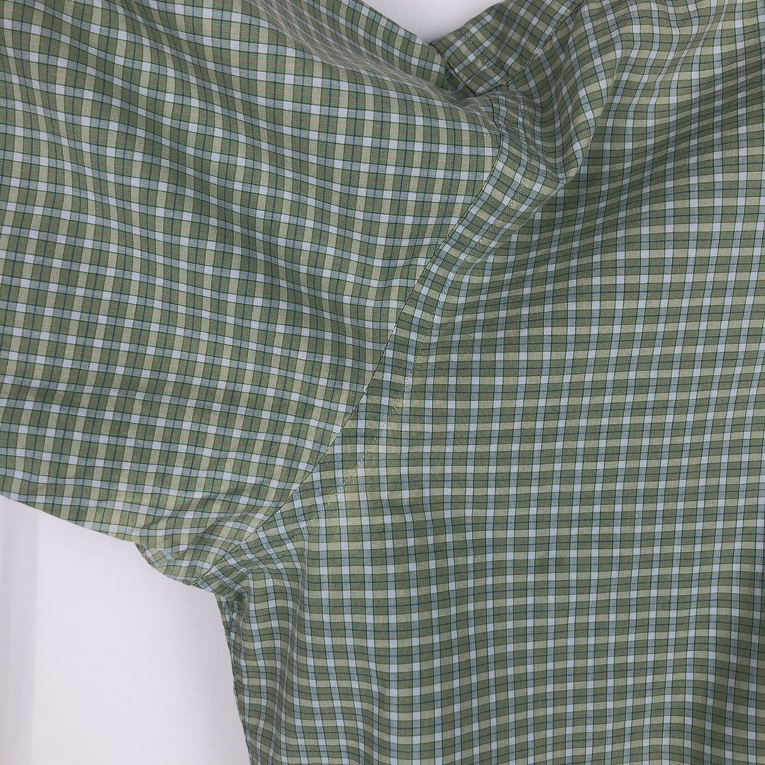 Ralph Lauren BARTLETT short sleeve button down check shirt, men's XL size cotton Khaki type sage green Vintage Second Hand