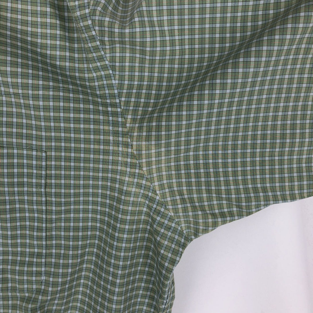Ralph Lauren BARTLETT short sleeve button down check shirt, men's XL size cotton Khaki type sage green Vintage Second Hand