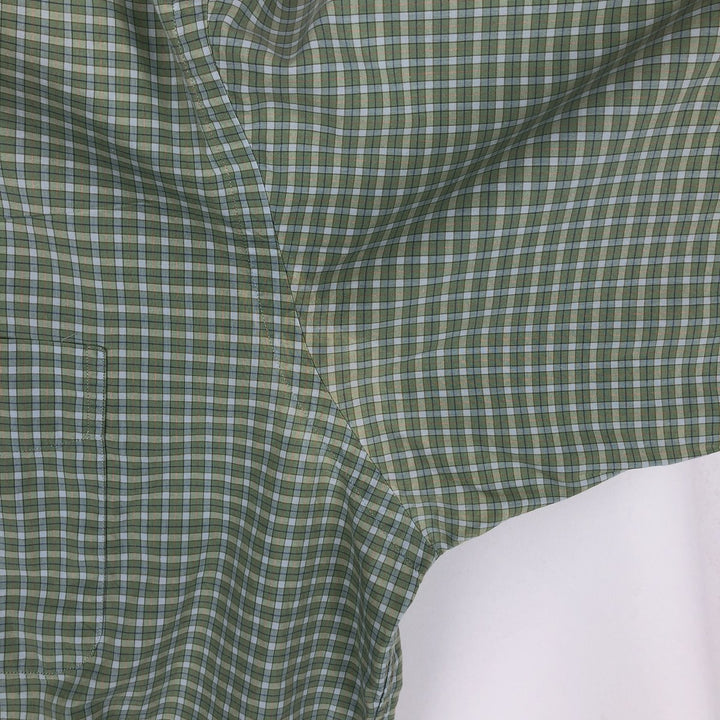 Ralph Lauren BARTLETT short sleeve button down check shirt, men's XL size cotton Khaki type sage green Vintage Second Hand