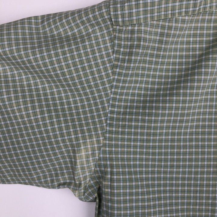 Ralph Lauren BARTLETT short sleeve button down check shirt, men's XL size cotton Khaki type sage green Vintage Second Hand
