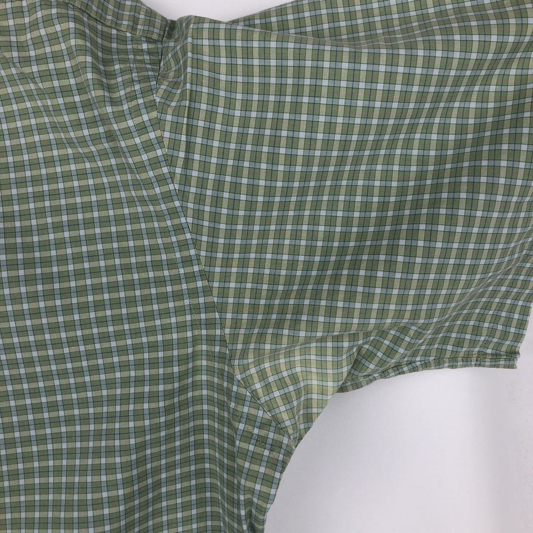 Ralph Lauren BARTLETT short sleeve button down check shirt, men's XL size cotton Khaki type sage green Vintage Second Hand
