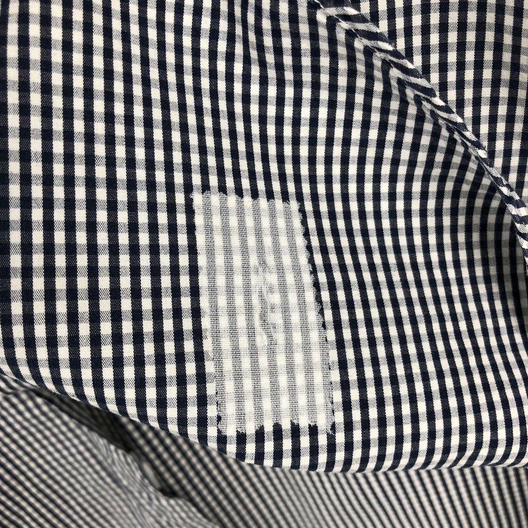 Ralph Lauren BLAKE Gingham Check Short Sleeve Button Down Check Shirt Men's Size L cotton navy blue type Vintage Second Hand