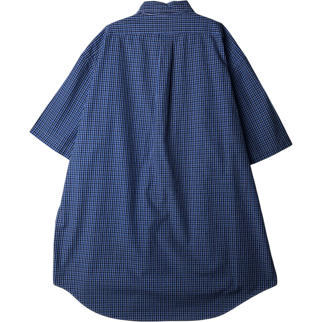 Ralph Lauren Classic Fit short sleeve button down check shirt, men's size XL cotton navy blue type Vintage Second Hand