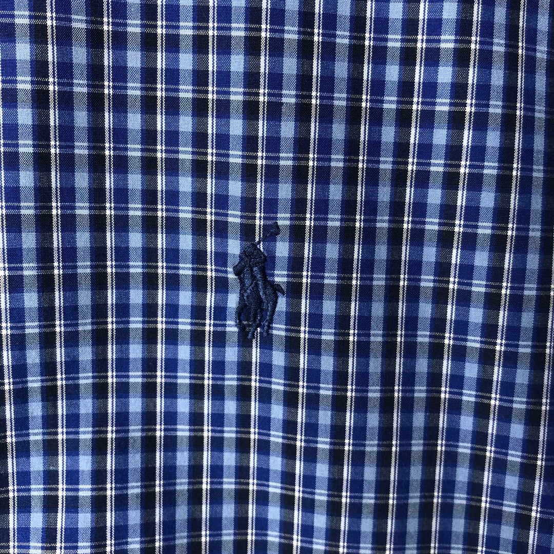 Ralph Lauren Classic Fit short sleeve button down check shirt, men's size XL cotton navy blue type Vintage Second Hand