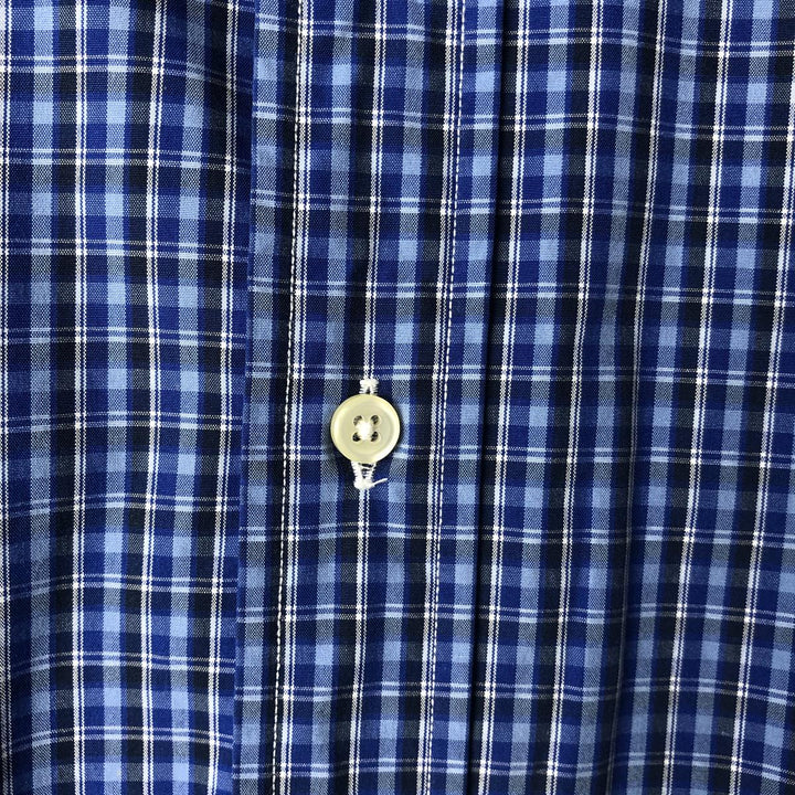 Ralph Lauren Classic Fit short sleeve button down check shirt, men's size XL cotton navy blue type Vintage Second Hand