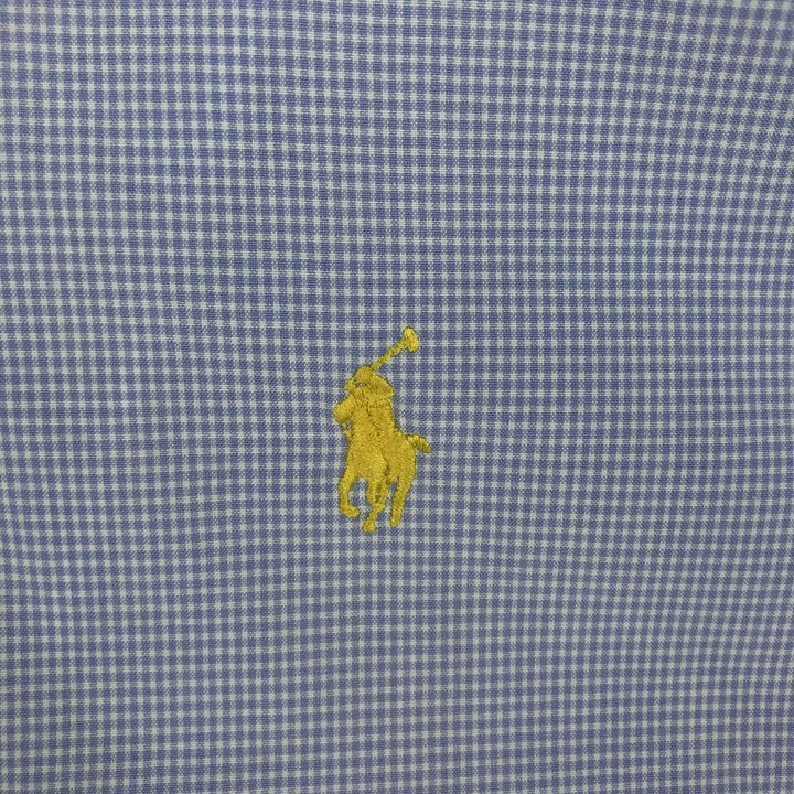 Ralph Lauren CLASSIC FIT Gingham Check Short-Sleeve Button-Down Check Shirt (Men's Size L) cotton blue type Vintage Second Hand