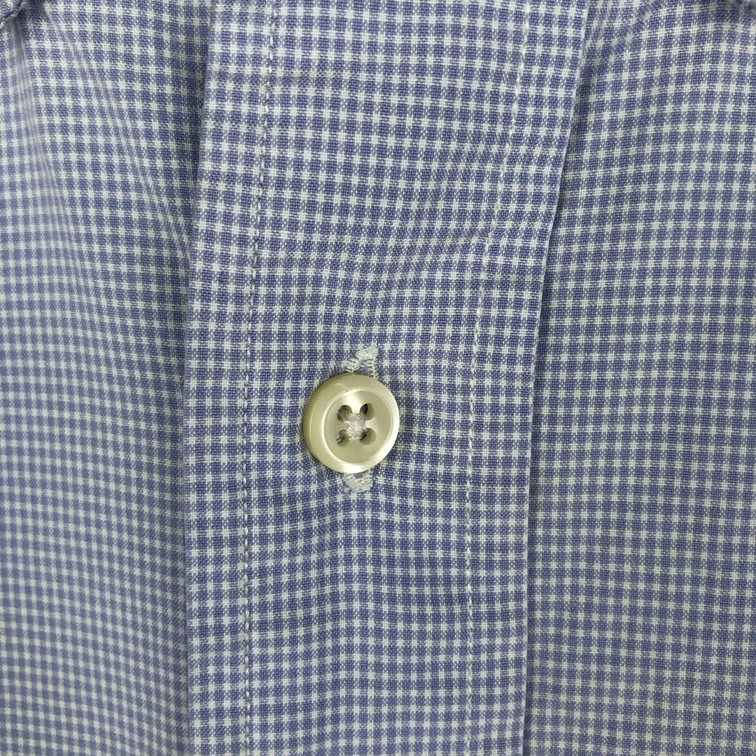 Ralph Lauren CLASSIC FIT Gingham Check Short-Sleeve Button-Down Check Shirt (Men's Size L) cotton blue type Vintage Second Hand