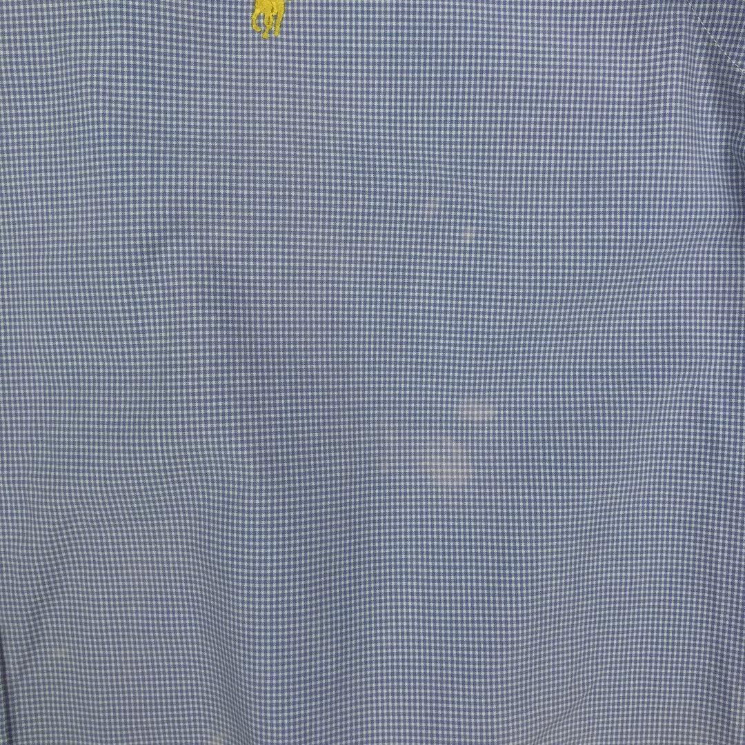 Ralph Lauren CLASSIC FIT Gingham Check Short-Sleeve Button-Down Check Shirt (Men's Size L) cotton blue type Vintage Second Hand