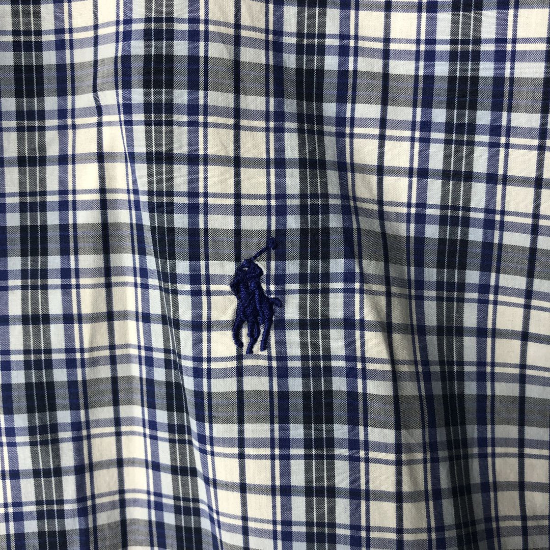 Ralph Lauren BLAKE short sleeve button down check shirt, men's size L cotton white type Vintage Second Hand