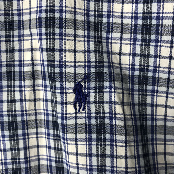 Ralph Lauren BLAKE short sleeve button down check shirt, men's size L cotton white type Vintage Second Hand