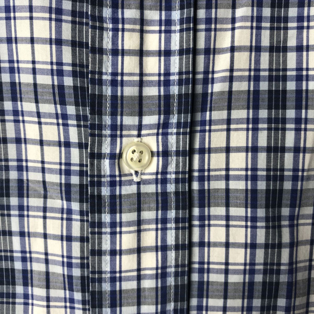 Ralph Lauren BLAKE short sleeve button down check shirt, men's size L cotton white type Vintage Second Hand