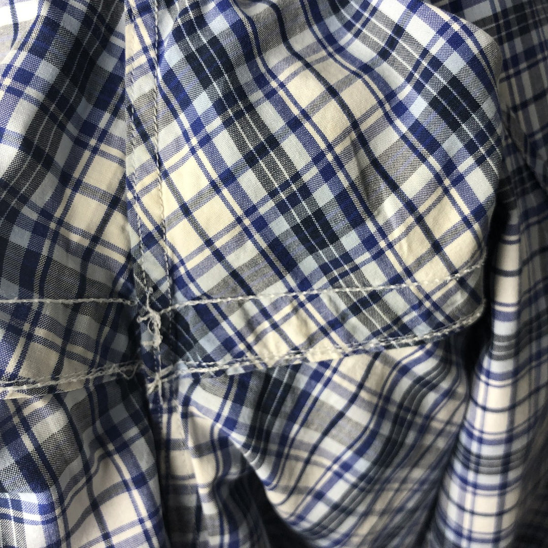Ralph Lauren BLAKE short sleeve button down check shirt, men's size L cotton white type Vintage Second Hand