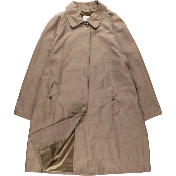 Burberry's check pattern houndstooth pattern trench coat/balmacaan coat, women's size L equivalent. polyester beige type brown Vintage Second Hand