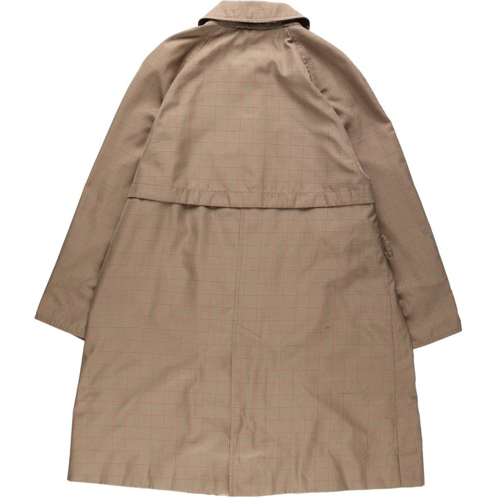 Burberry's check pattern houndstooth pattern trench coat/balmacaan coat, women's size L equivalent. polyester beige type brown Vintage Second Hand